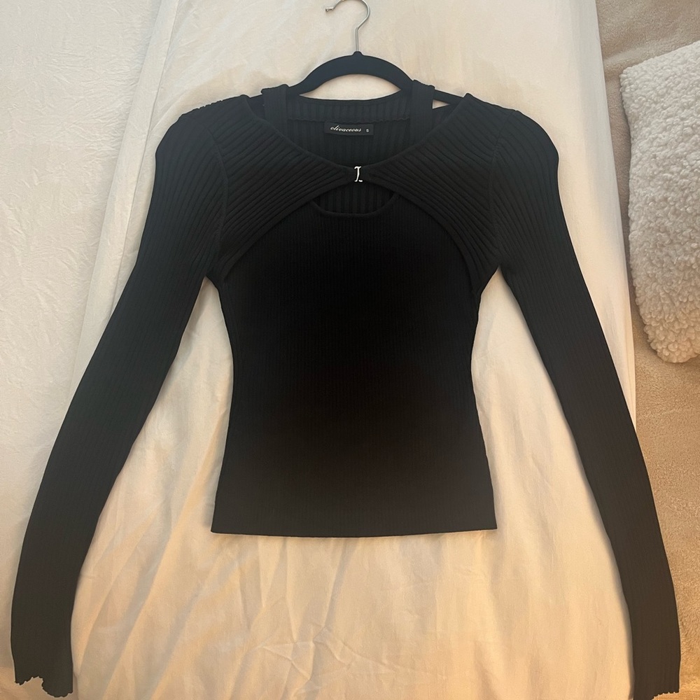Black long sleeve shirt with attached tank